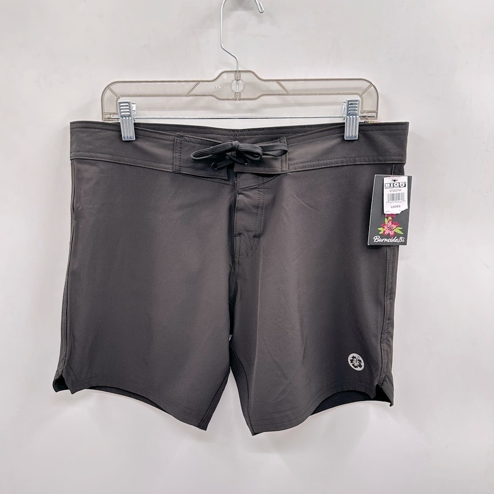 BURNSIDE Black woman tie closure summer beach swim casual resortwear short NWT L
